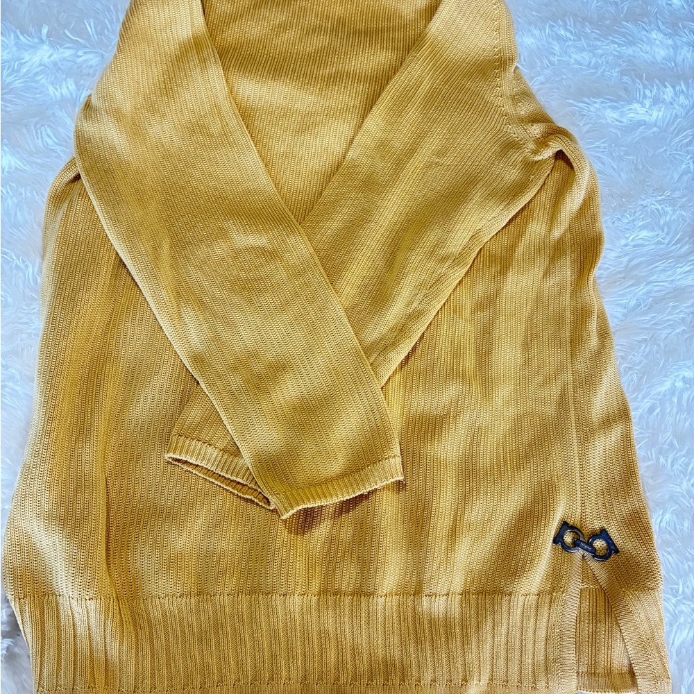 Salvatore Ferragamo Mustard V-Neck Sweater